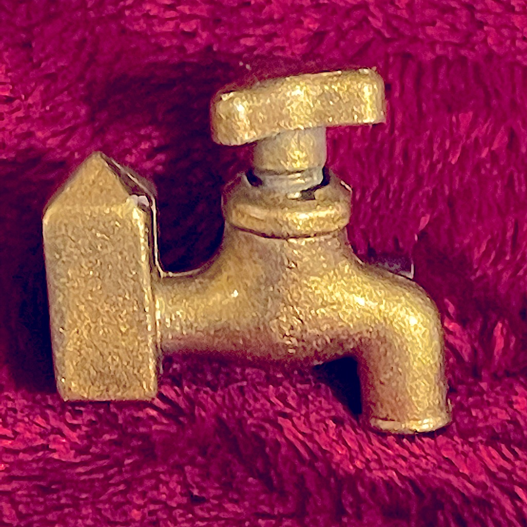 Turning Water Faucet Brooch Handmade Pin Moving Parts 00ak Invention! Video Vtg